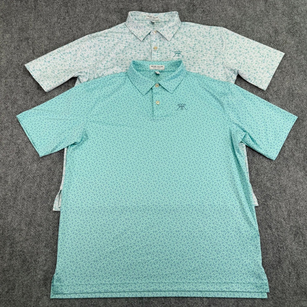 Peter Millar Polo Shirt Boys XL 13-14 Summer Comfort Blue Mound Golf Lot of 2